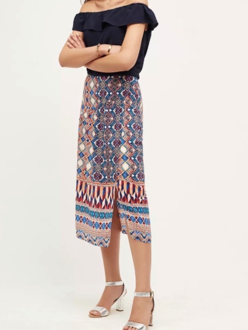 Anthropologie HD in Paris Olympia Silk Midi Skirt -Size 2